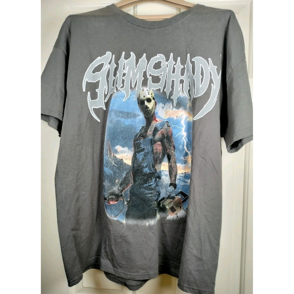 Eminem Slim Shady Records T Shirt Mens L Gray ComplexCon Jason‎ Voorhees Rap Tee